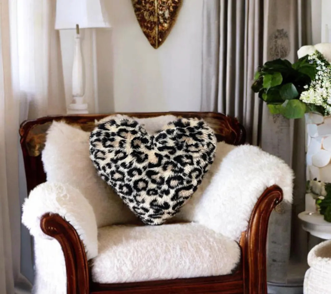 Cute Cheetah Heart Faux Fur Decorative Pillow,cozy Pillow,fluffy Pillow,valentines Day Gift,birth... | Etsy (US)