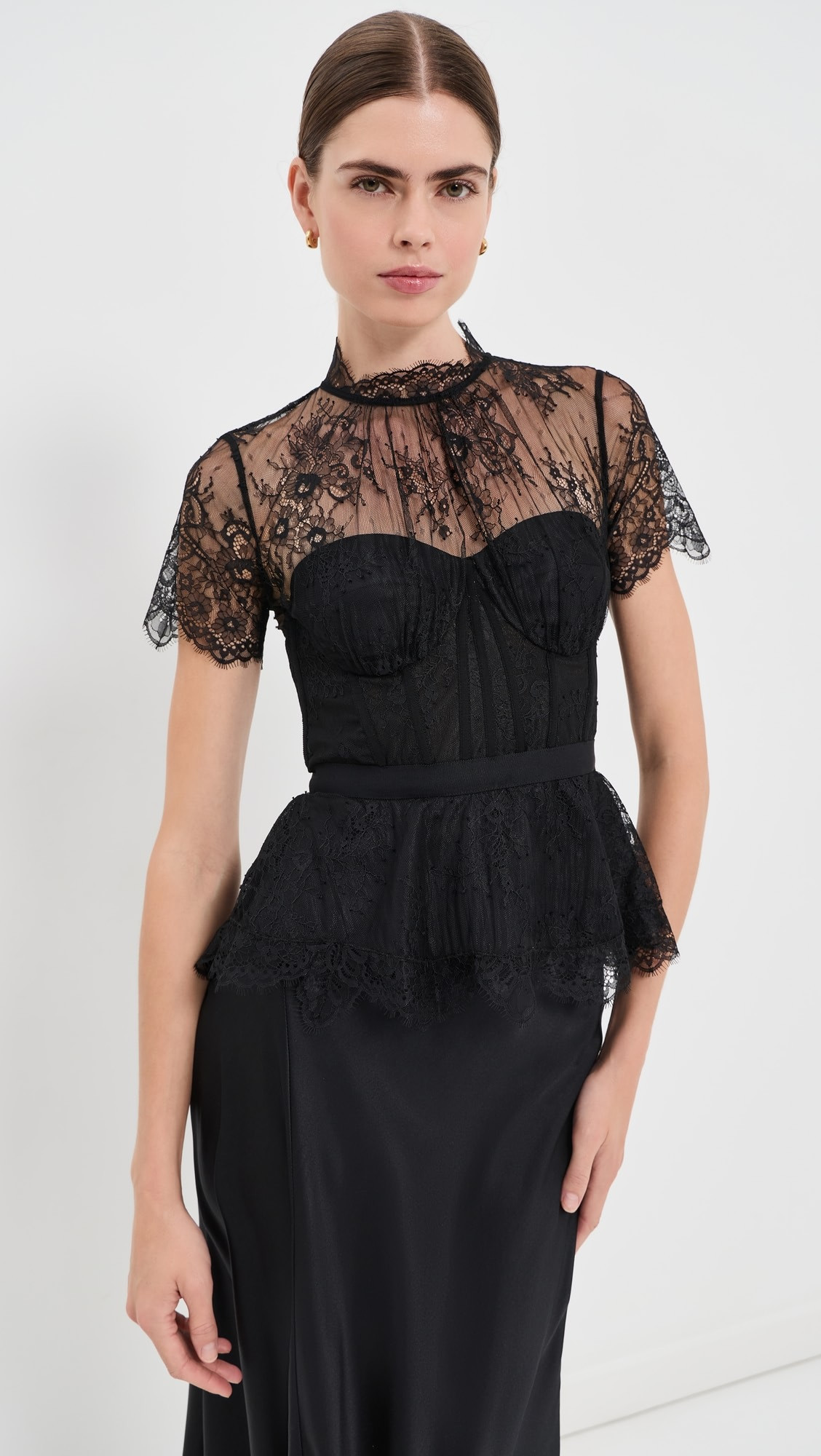 Kehlani Lingerie Lace Short Sleeve Bustier Top | Shopbop