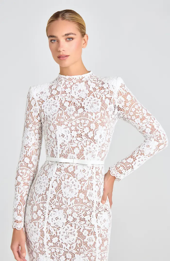 NADINE MERABI Juliette Long Sleeve Lace Cocktail Dress | Nordstrom | Nordstrom