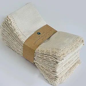 20X20 inch Oversized Dinner Napkins Cotton Flax 12 Pack Natural Premium Quality Mitered Corners W... | Amazon (US)