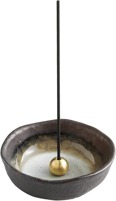 Small Mini Incense Holder for Sticks 3.3 inch (83mm), Made in Japan Ceramic Ash Catcher & Brass Incense Burner Set for Relaxation, Yoga- Small Zen Incense Holder | Amazon (US)