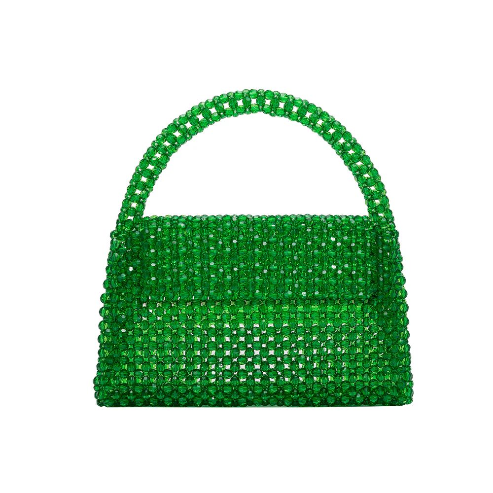 Sherry Emerald Beaded Top Handle Bag | Melie Bianco
