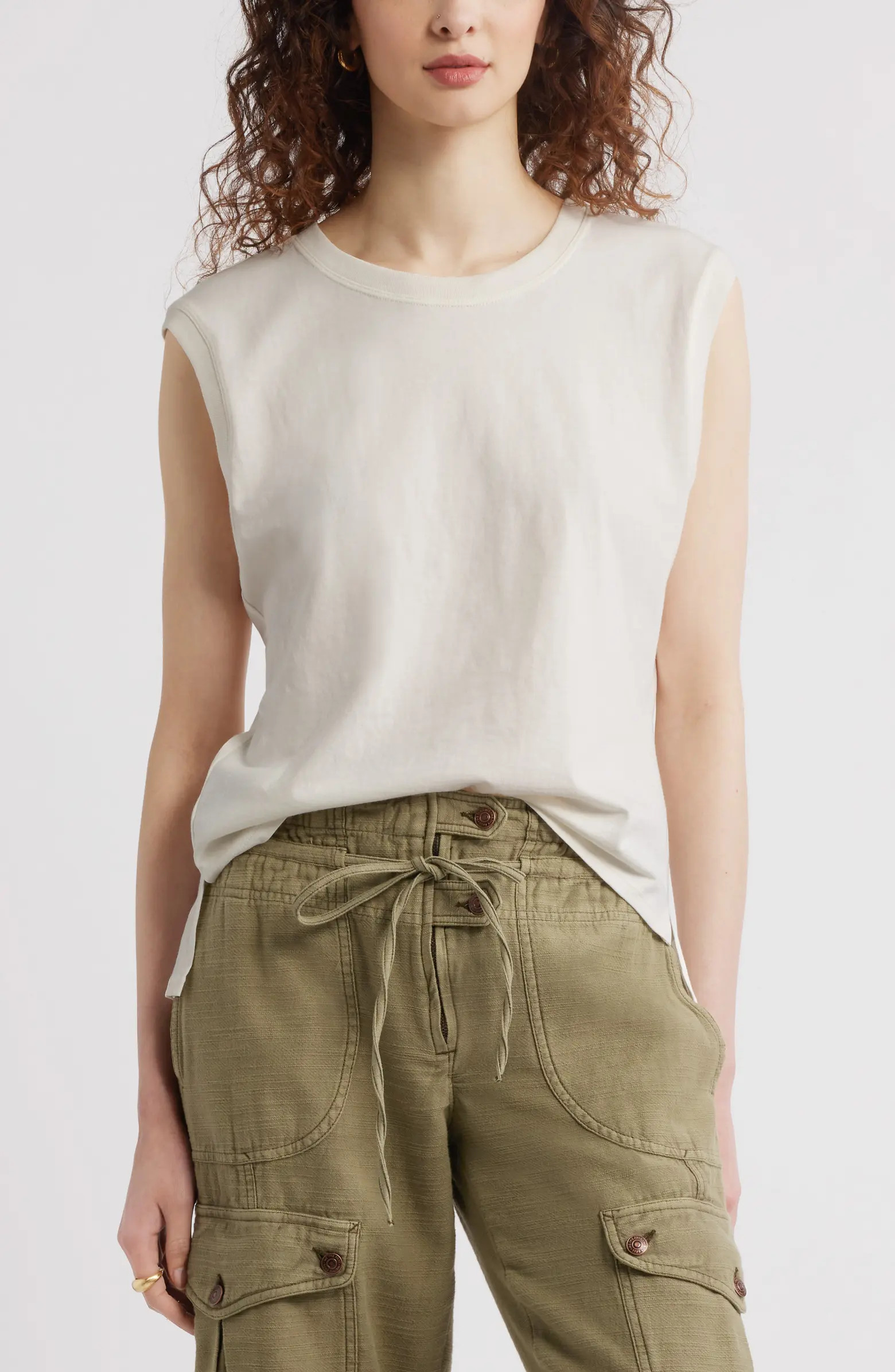 Pleat Back Cotton Muscle Tank | Nordstrom