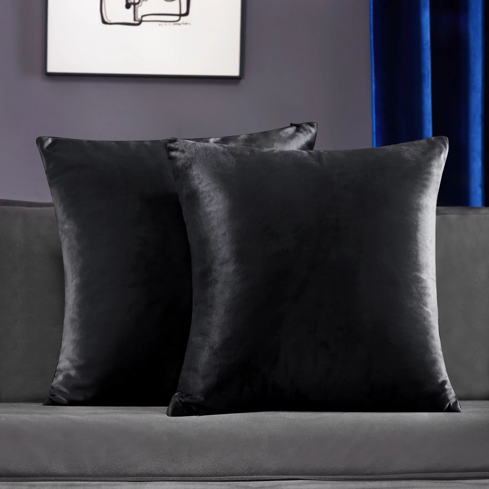 Deconovo Velvet Decorative Throw Pillow Covers 16 x 16 inch Square Pillow Cases Soft Soild Cushio... | Walmart (US)