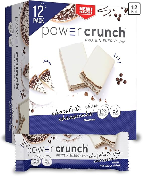 Power Crunch Protein Wafer Bars, High Protein Snacks with Delicious Taste, Chocolate Chip Cheesec... | Amazon (US)