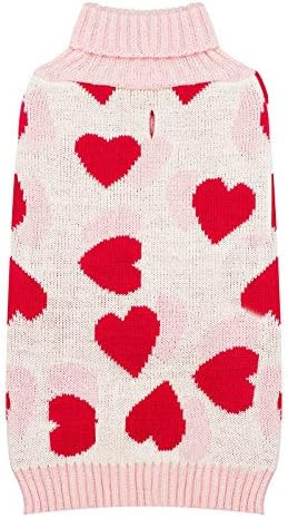KYEESE Dogs Sweaters Valentines Day Small Dog Sweaters Red Heartwith Leash Hole Pet Sweater Puppy... | Amazon (US)