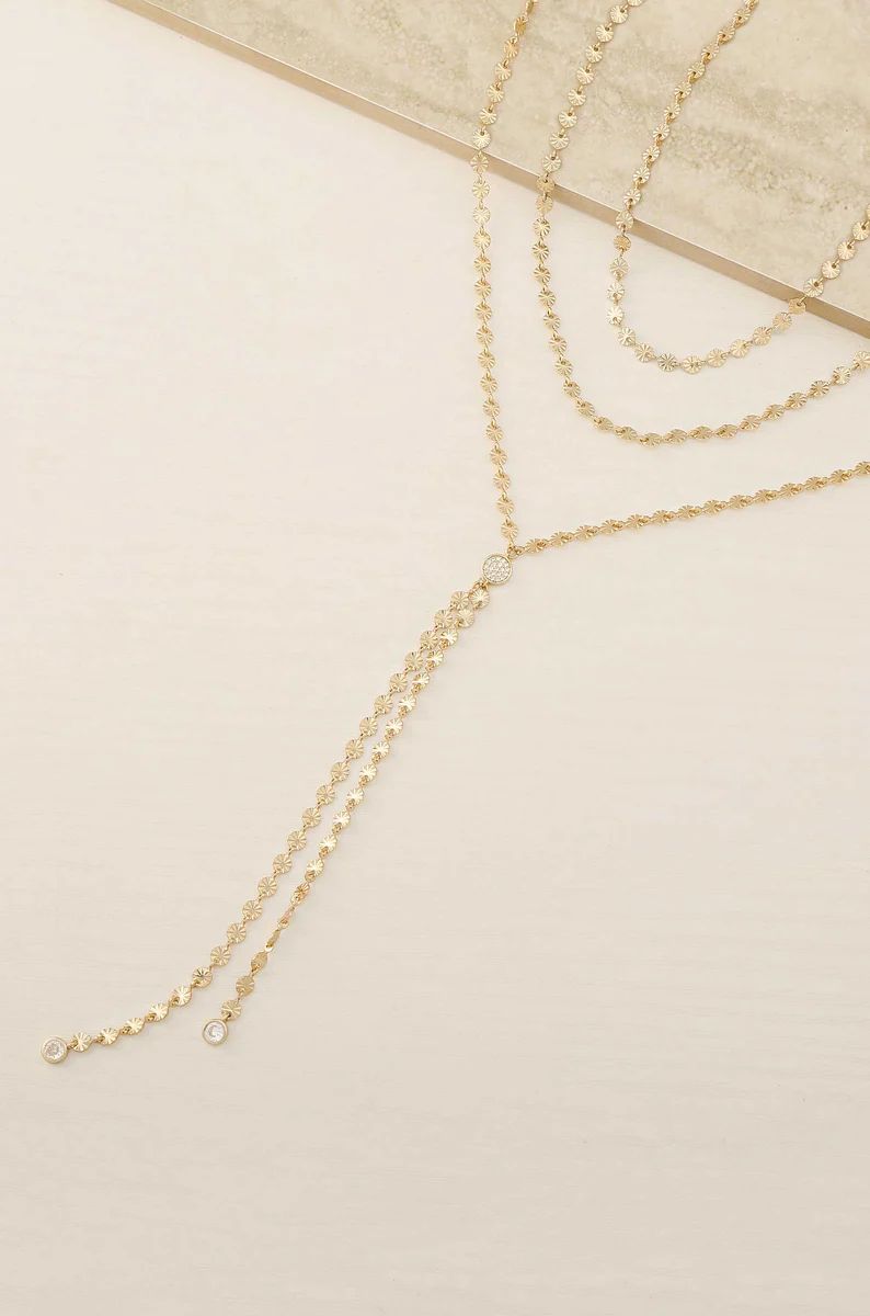 Royal Layered 18k Gold Plated Chain Lariat Necklace | Ettika