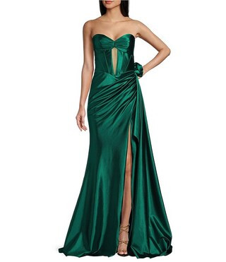 Jovani Strapless Corset Keyhole Side Sash Dress | Dillard's | Dillard's