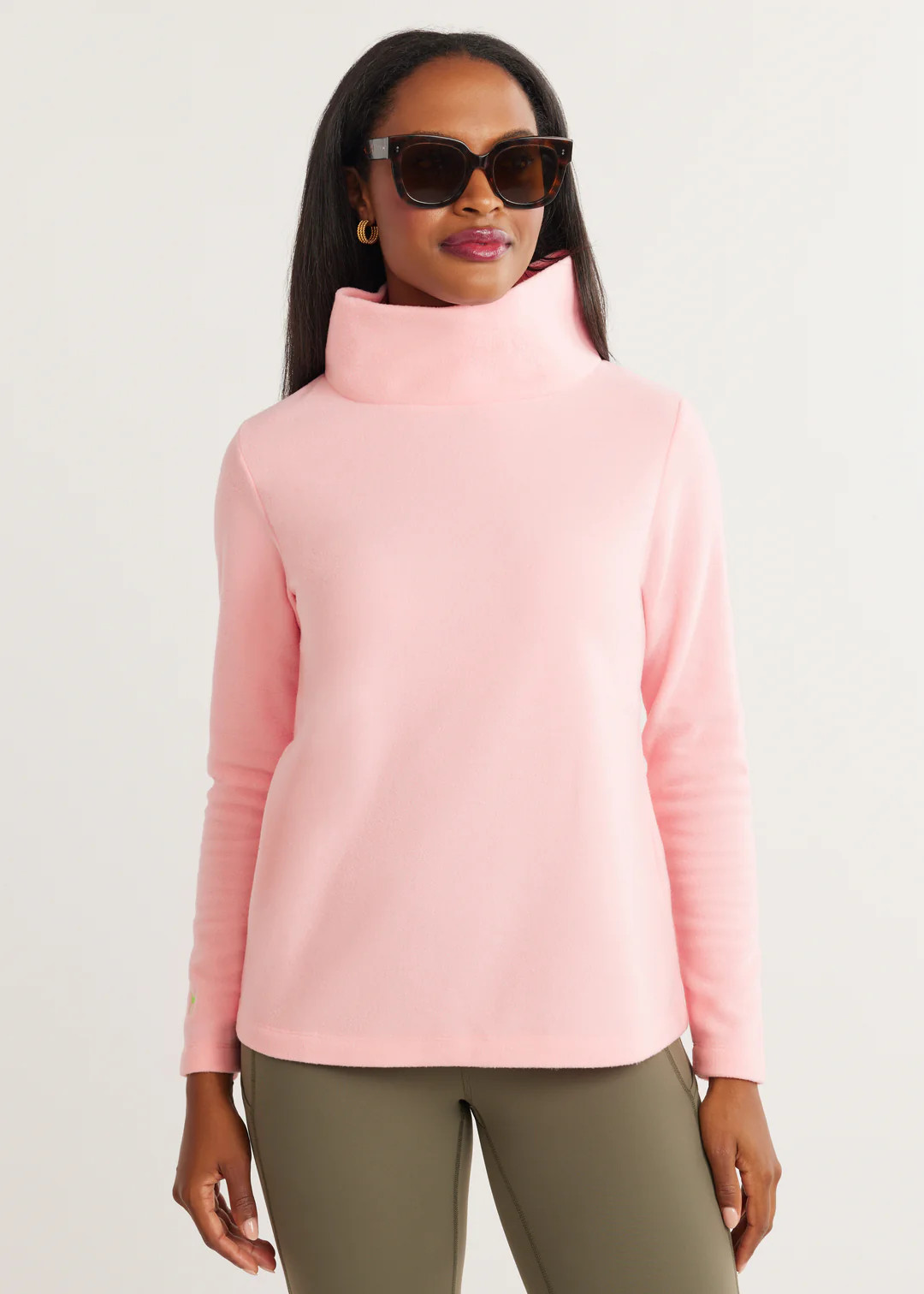 Greenpoint Turtleneck in Vello Fleece (Pink Peony) | Dudley Stephens