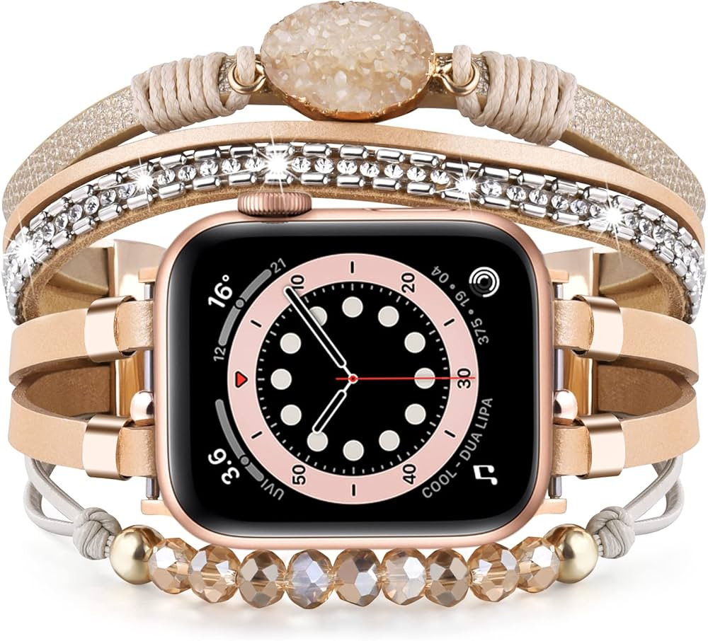 VISOOM Beaded Boho Bracelet Compatible for Apple Watch Band 40mm/38mm/41mm Series 8 7 SE Series 6... | Amazon (US)