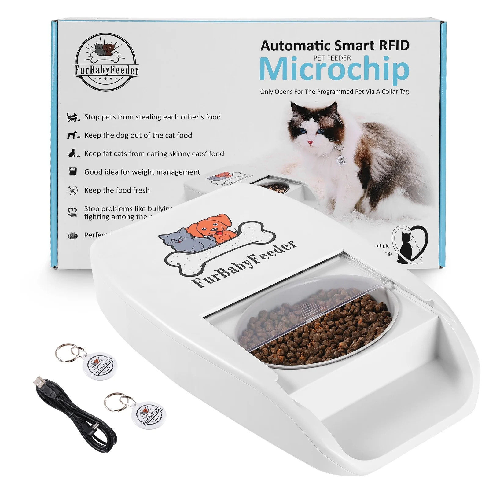 FurBabyFeeder Automatic Microchip Pet Feeder - Uses RFID Collar Tag - Multi-Pet - LCD Display - S... | Walmart (US)