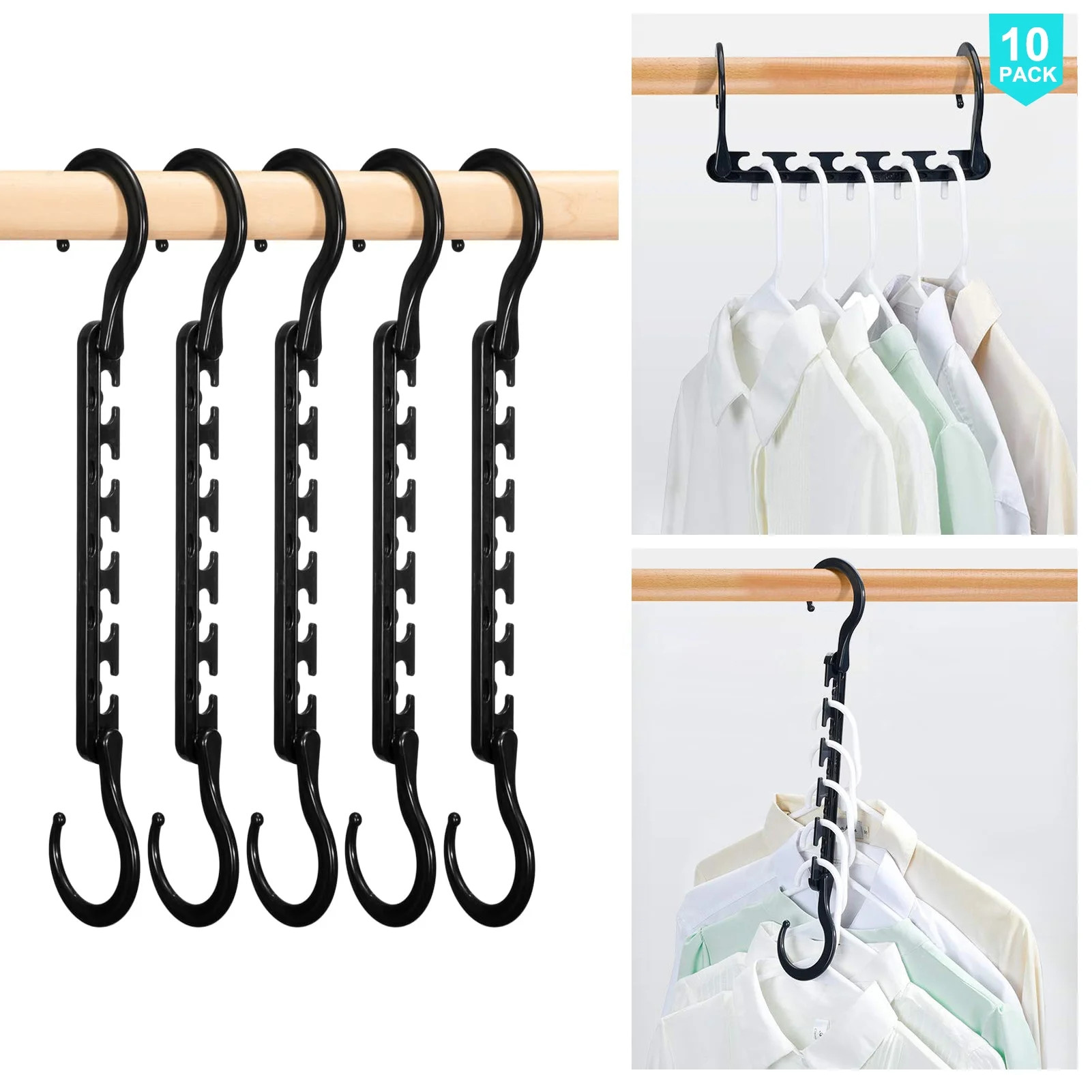Dofulay Plastic Space Saving Hangers Cascading Hanger Organizer Pack of 10 Closet Space Saver Mul... | Walmart (US)