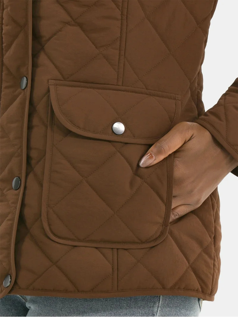 Time and Tru Women's Quilted Barn Coat, Midweight, Sizes XS-3X | Walmart (US)