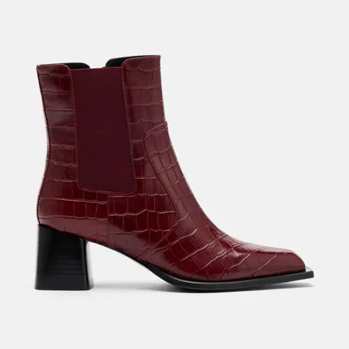 MARC NOLAN Harper Square Toe Chelsea Boots in Burgundy Croc at Nordstrom, Size 5 | Nordstrom