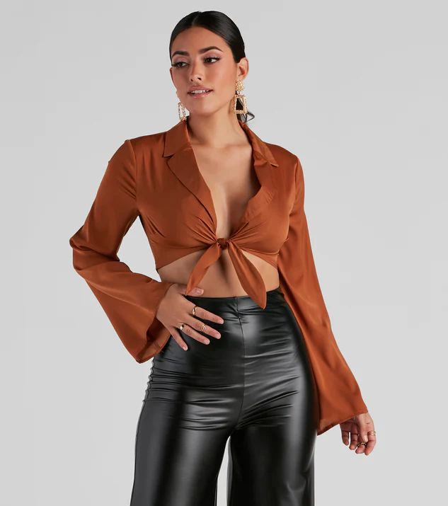 Smooth Talker Satin Tie-Front Top | Windsor Stores