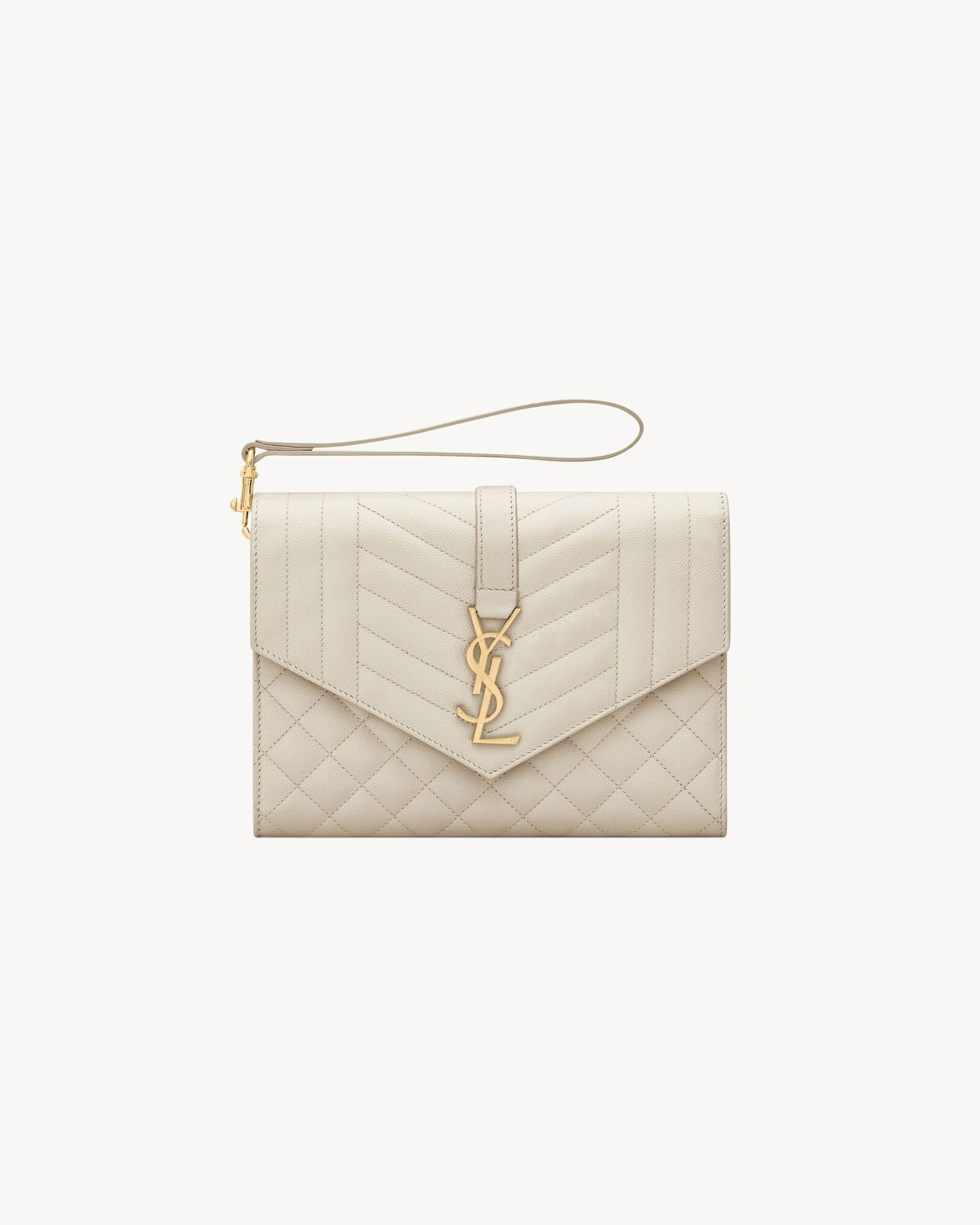 monogram clutch in mix matelassé grain de poudre embossed leather | Saint Laurent Inc. (Global)