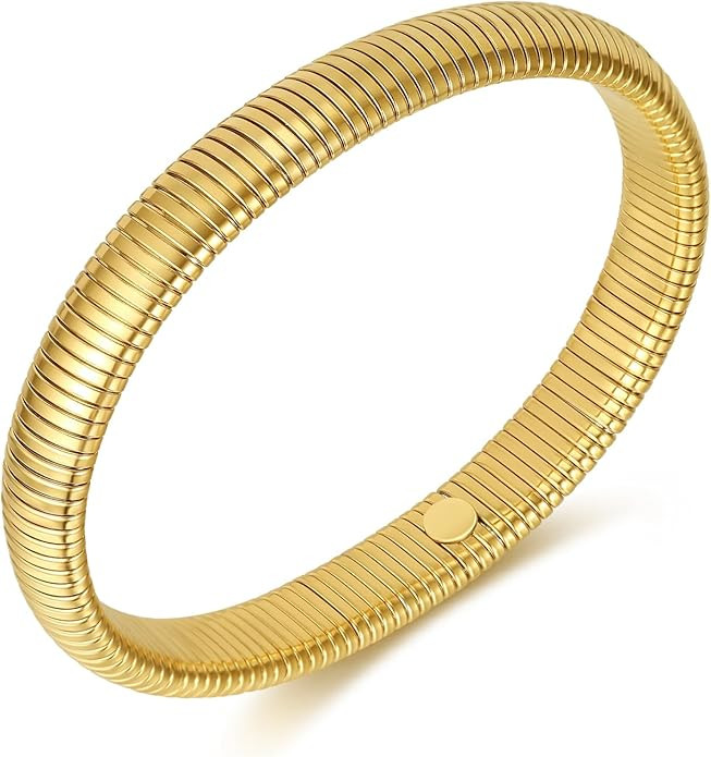 Chunky 14K Gold Plated Bracelet for Women Statement Leopard Bracelets Layered 14K Gold Plated Ban... | Amazon (US)