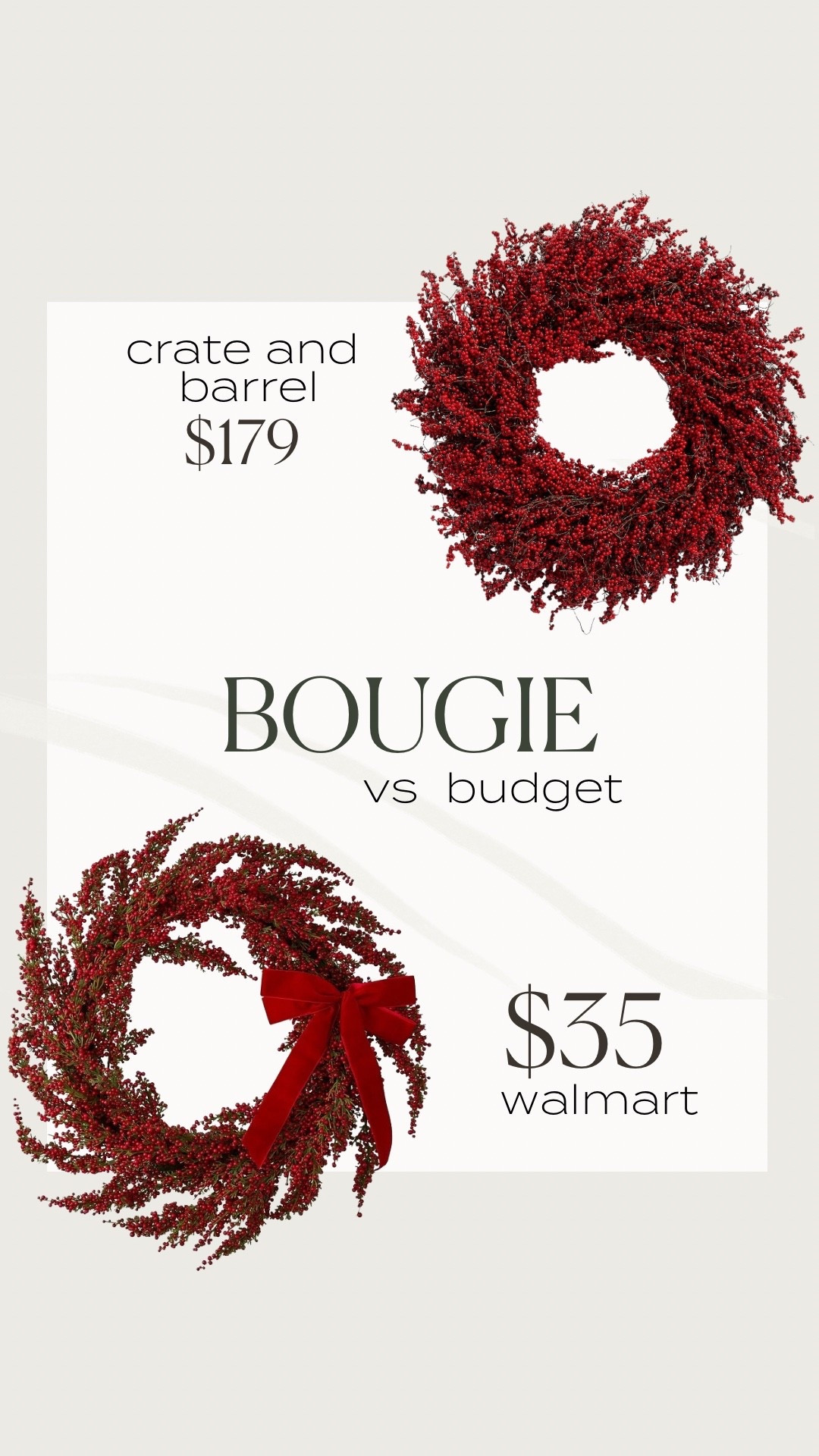 Mini Red berry wreath look for less! I love the Crate and Barrel wreath, but saw the Walmart version in person and bought it because I was so impressed! Timeless, Ralph Lauren Christmas vibes, perfect for the front door paired with a greenery garland!

#LTKHome #LTKSeasonal #LTKHoliday
