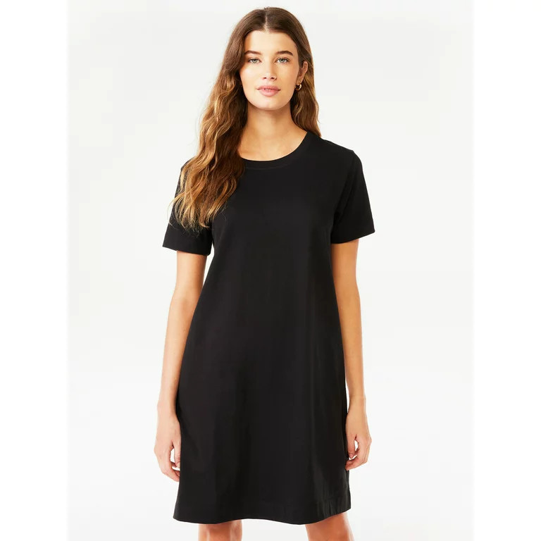Free Assembly Women's Mini T-Shirt Dress with Short Sleeves, Sizes XS-XXXL | Walmart (US)