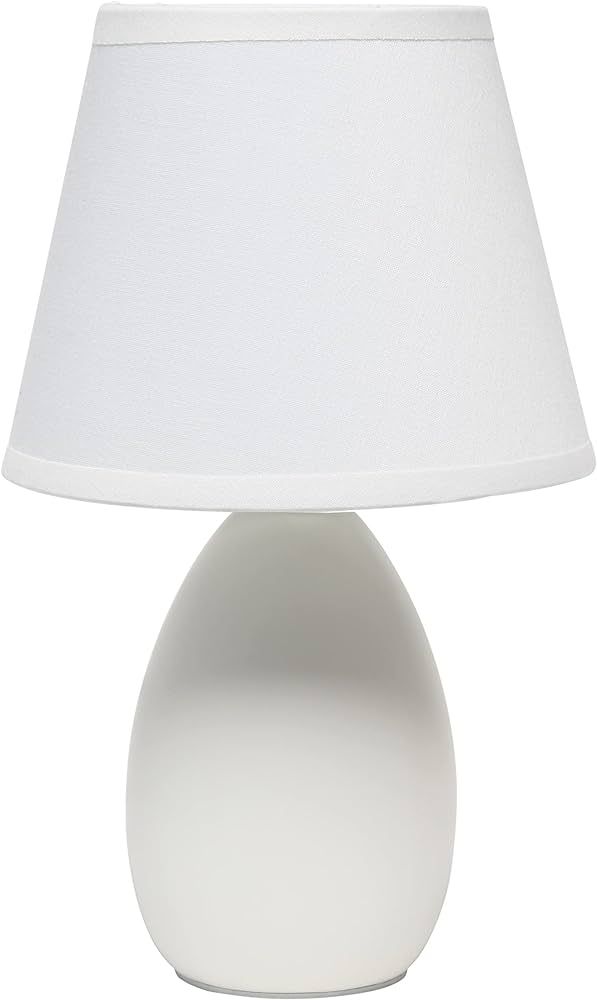 Simple Designs LT2009-OFF Mini Egg Oval Ceramic Table Lamp, Off-White 5.51 x 5.51 x 9.45 | Amazon (US)