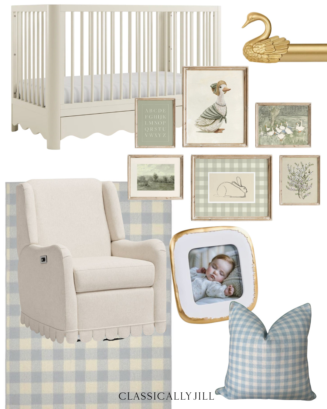 classic nursery, crib, pillow, checkered rug, souther style, jillien harbor pillows  

 #LTKHome