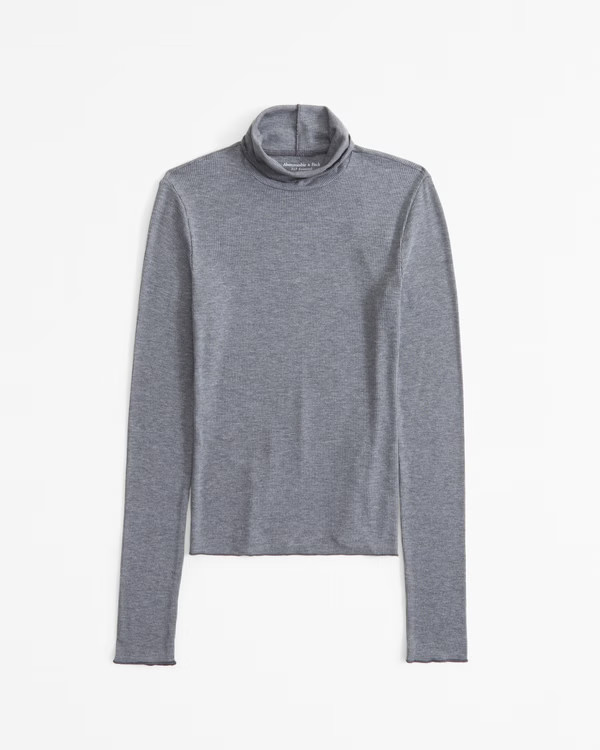 Long-Sleeve Featherweight Rib Tuckable Mockneck Top | Abercrombie & Fitch (US)