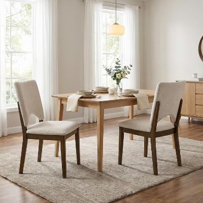 GDFStudio Everett Modern Upholstered Dining Side Chairs with Backrest (Set of 2), Light Beige | Target
