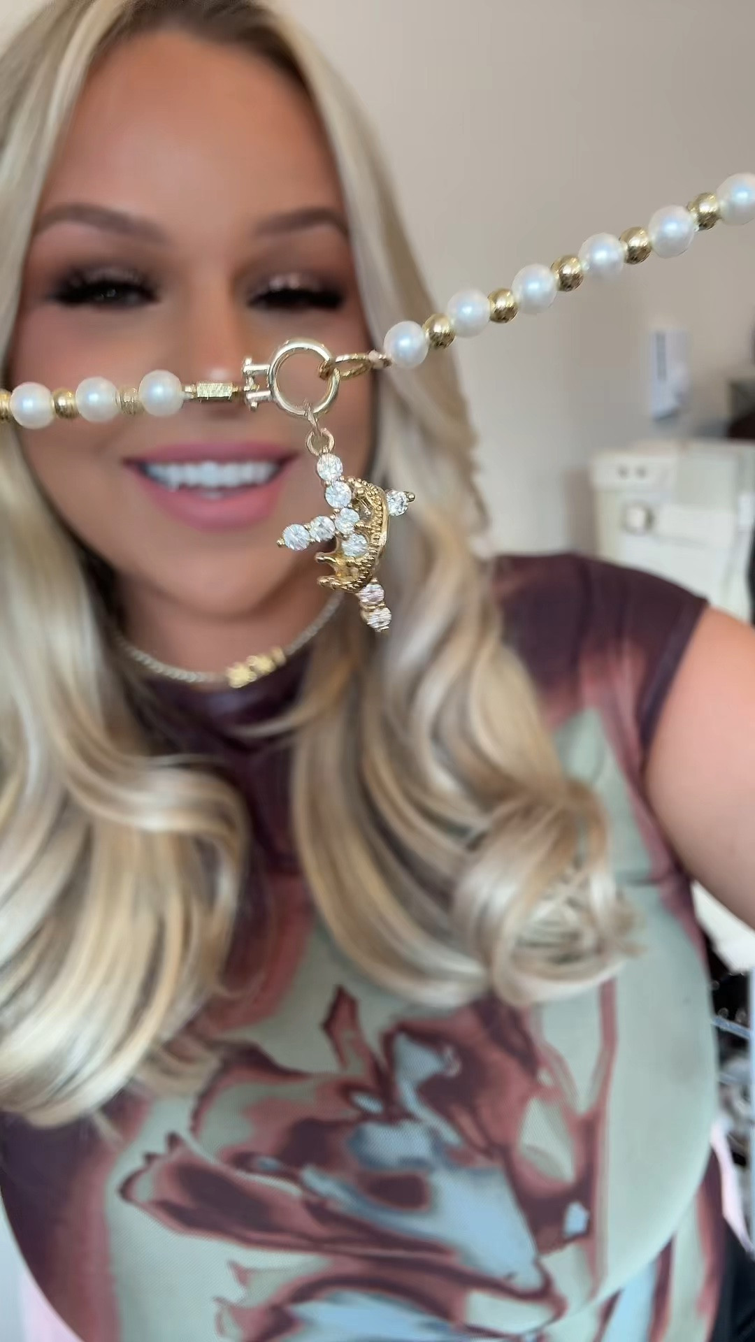 Cross necklace with pearl chain! One of my favs✝️🤍💕