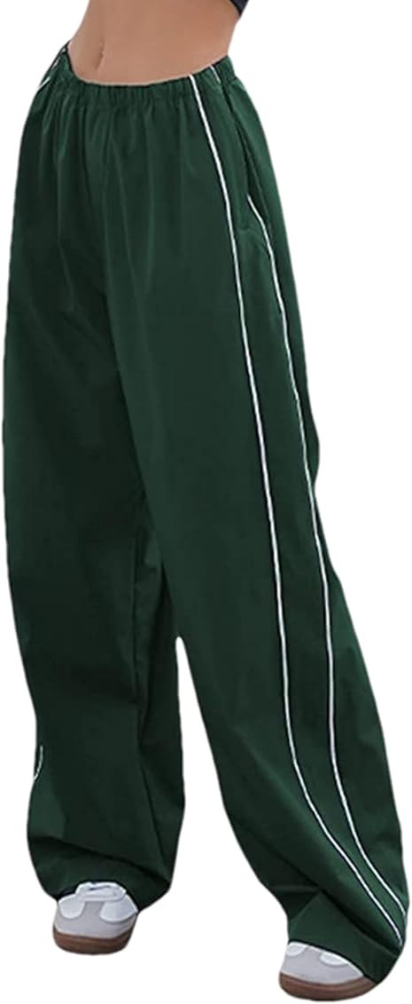 Womens Parachute Pants Wide Leg Baggy Pants Y2K Elastic Waist Jogger Sweatpants Track Pants Stree... | Amazon (US)