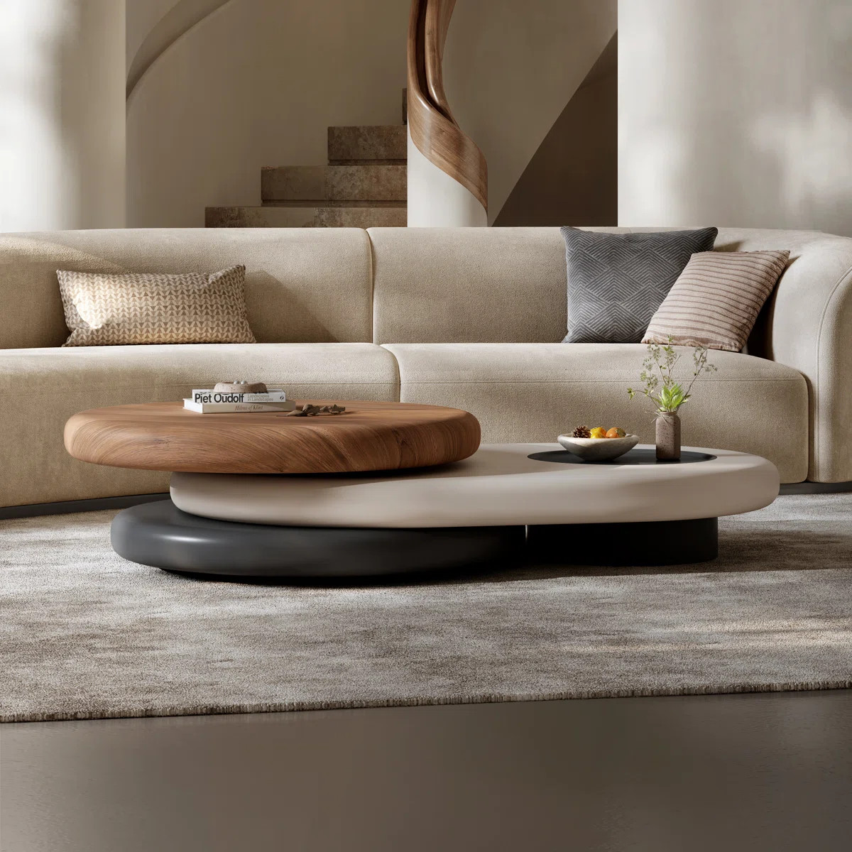 Modern Rotatable Wood Coffee Table For Living Room, Minimalist Contemporary Style Living Room Cen... | Wayfair North America