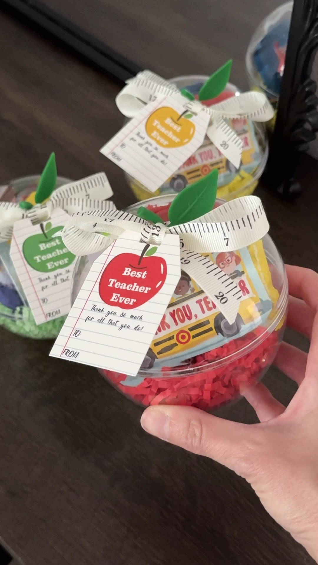 If I were a teacher, I’d want this too  🍎
These little apples are such a fun and easy way to say thank you to our teachers. ✨

I just added a few chocolates, a little notepad and what every Teacher wants… A gift card to one of their favorite places. 

thoughtful, cute, and a gift they will love and use ✨ ￼
￼
