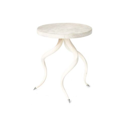 Kudu Horn Side Table, Cream Leather | One Kings Lane