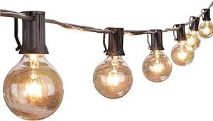 Outdoor String Lights 25 Feet G40 Globe Patio Lights with 27 Edison Glass Bulbs(2 Spare), Waterpr... | Amazon (US)
