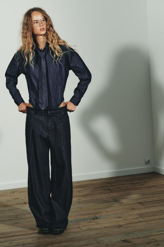 TRF DENIM TIE BODYSUIT | Zara US