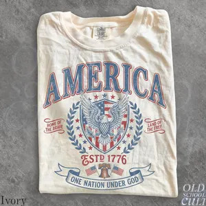 Vintage America Patriotic Eagle Shirt, USA Independence Day Tee, Fourth of July Graphic Tee, One ... | Etsy (Global)