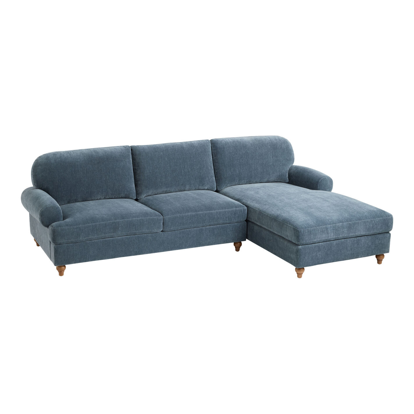 Whitfield Velvet Roll Arm Right Facing Sectional Sofa | World Market