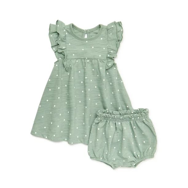easy-peasy Baby Girls Print Dress and Diaper Cover, Sizes 0-24 Months | Walmart (US)