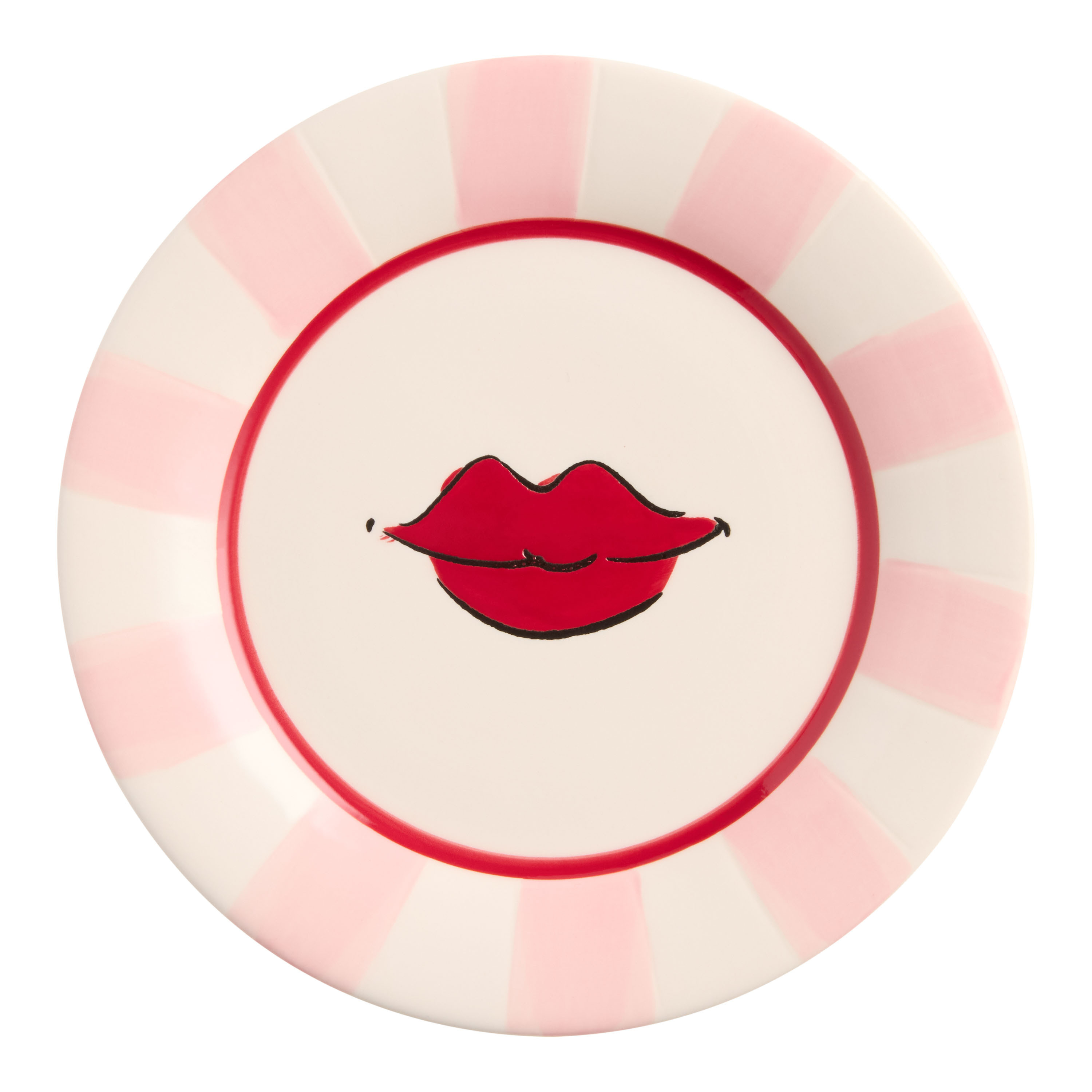 Pink and Red Lips Hand Painted Appetizer Plate | World Market