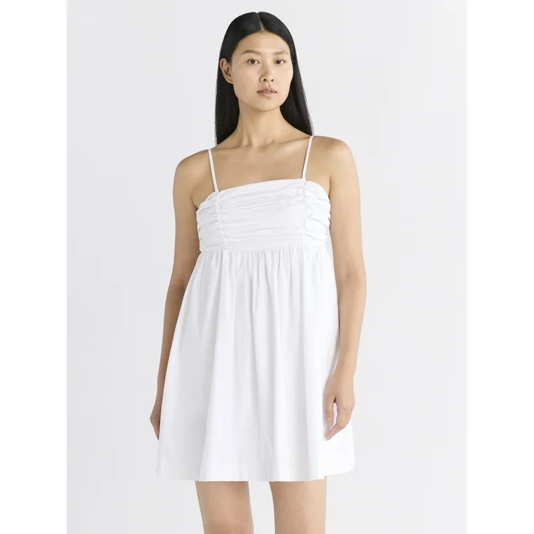 Free Assembly Women's Pleated Cotton Mini Dress, Sizes XS-XXXL - Walmart.com | Walmart (US)
