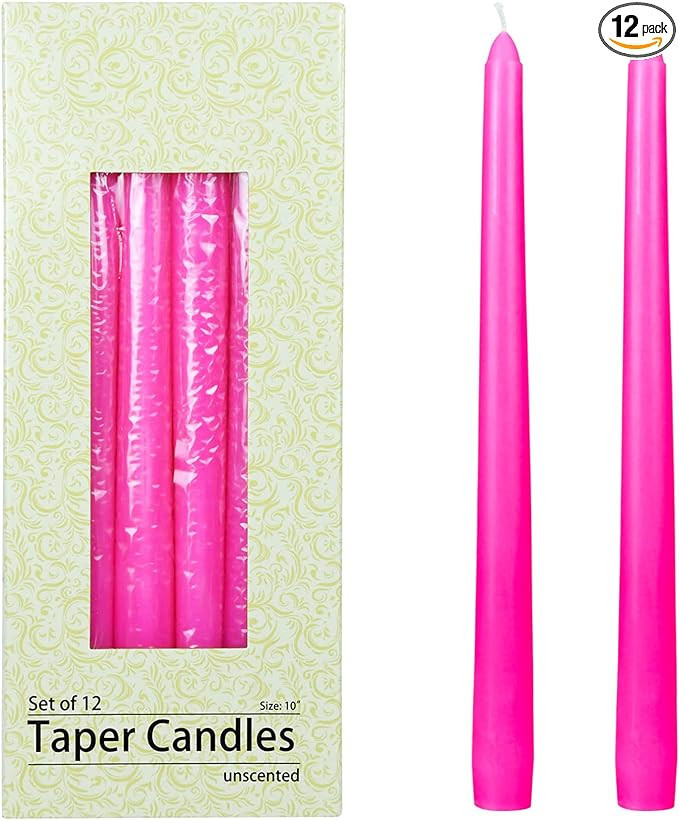 Zest Candle 12-Piece Taper Candles, 10-Inch, Hot Pink | Amazon (US)