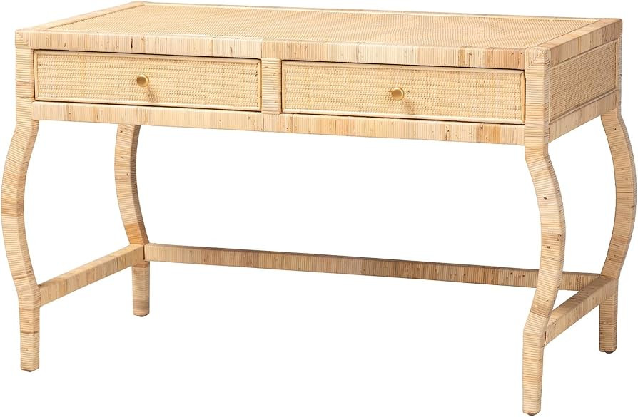 Bali & pari Dalida Natural Rattan Writing Desk with Two Drawers | Amazon (US)