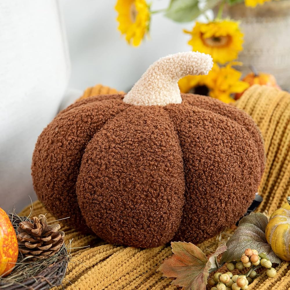Amazon.com: Phantoscope Teddy Fleece Pumpkin Throw Pillows, Happy Halloween Sherpa Fall Decorativ... | Amazon (US)