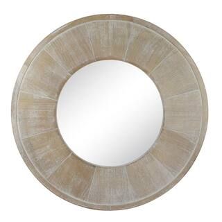 Stonebriar Collection 27.5 in. x 27.5 in. Rustic Round Wood Brown Wall Mirror-SB-6351A - The Home... | The Home Depot