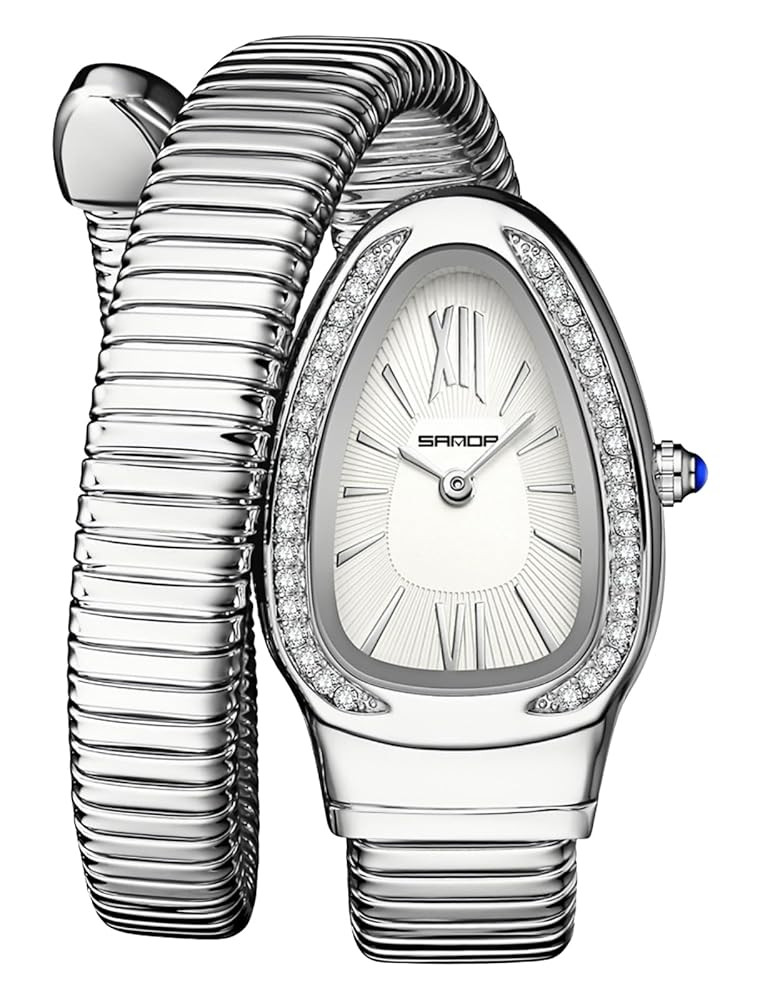Gosasa Stylish Women's Snake Shape Bangle Watch Unique Design Snake Coil Elegant Dress Diamond Br... | Amazon (US)