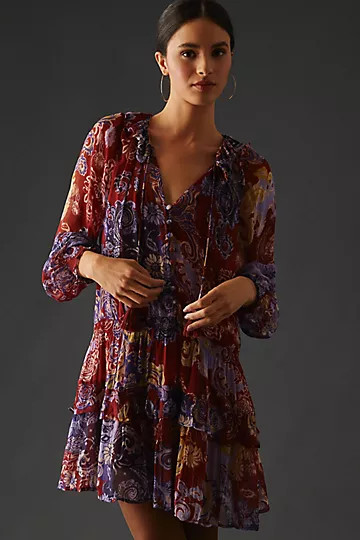 The Marais Printed Chiffon Mini Dress | Anthropologie (US)