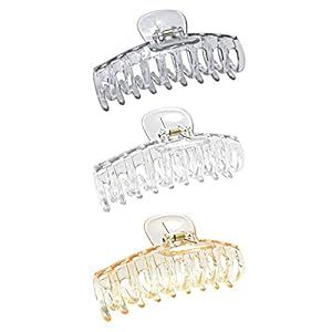 ACCGLORY Clear Hair Claw Clips for Women Thick Hair Crystal Resin Large Hair Clips for Women Fine... | Amazon (US)