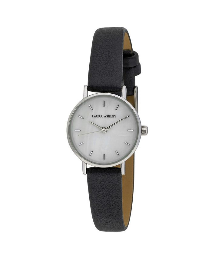 Laura Ashley Women's Mini Slim Clean Black Polyurethane Strap Watch 26mm & Reviews - Macy's | Macys (US)