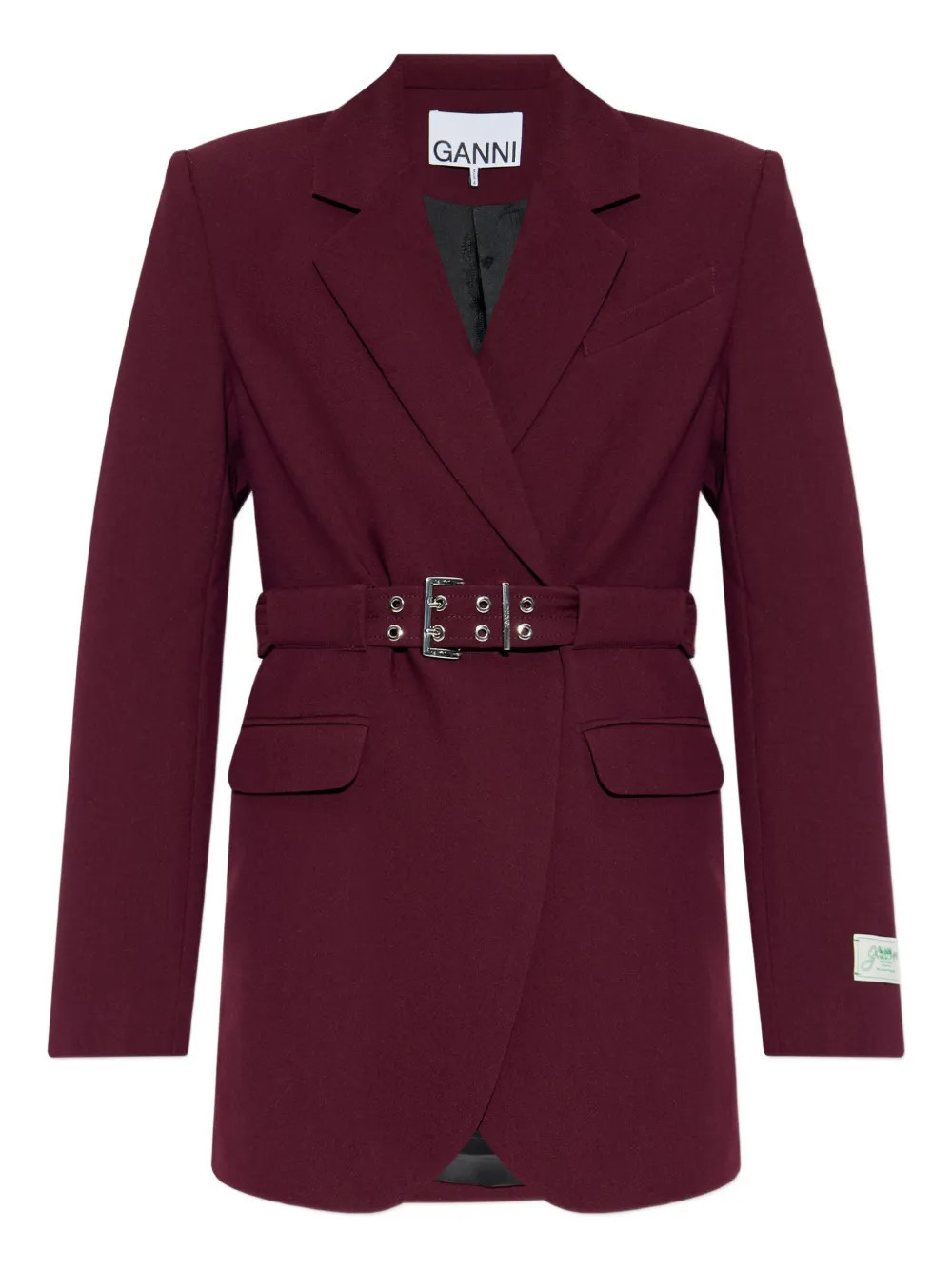 GANNI belted-waist blazer - Red | Farfetch Global