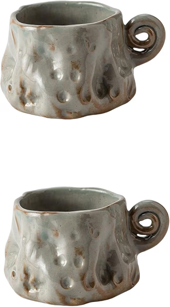 2-pcs Handmade Ceramic Glaze-Changing Coffee Cups, Couple Set, Retro Irregular Shaped Mugs (90ML,... | Amazon (US)