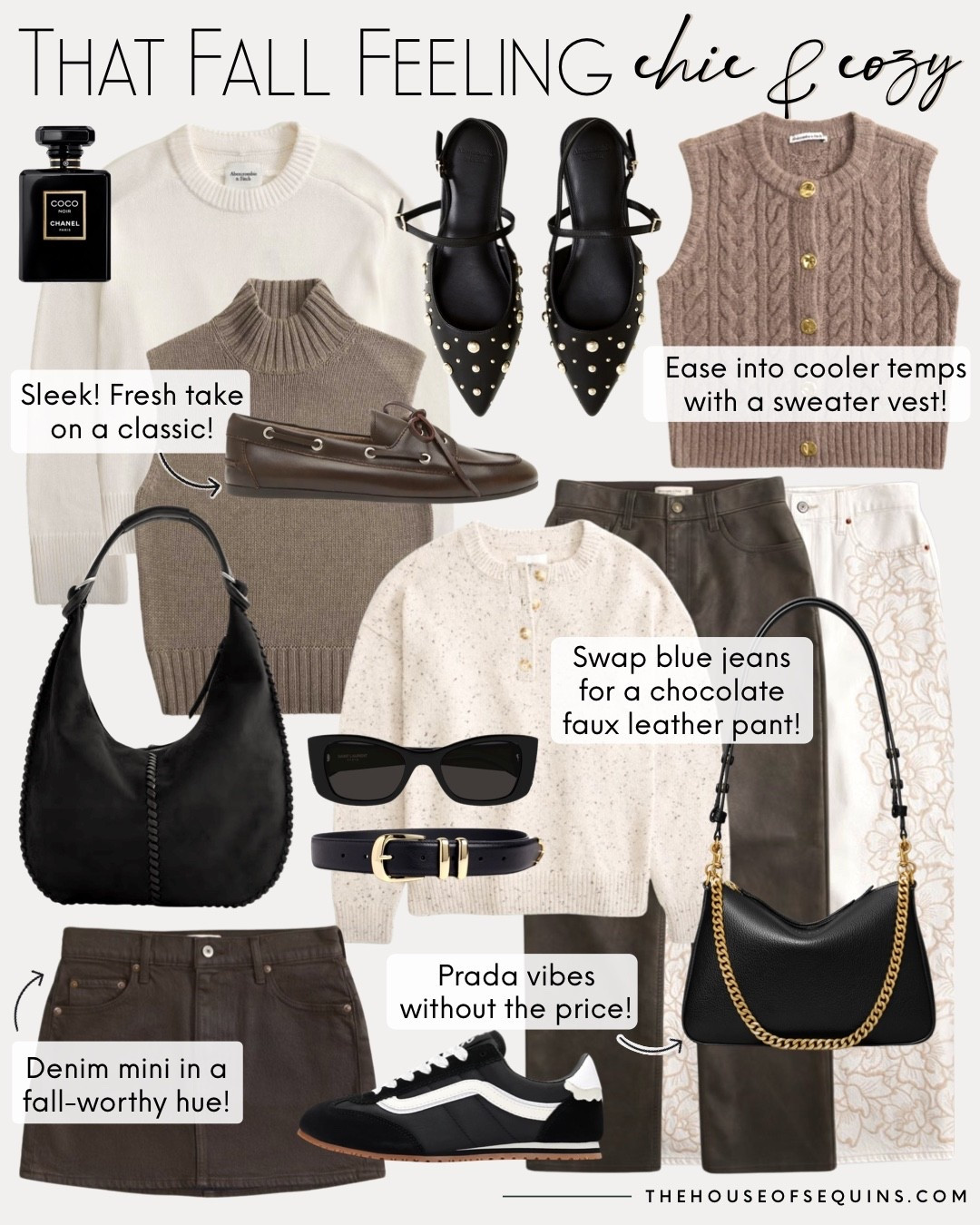 Shop chic & cozy fall outfits! Abercrombie jeans, denim mini skirt, faux leather pants, cable knit sweater vest, studded shoes, Henley sweater, faux suede bag, chocolate brown boat shoes and more! 

#LTKFindsUnder50 #LTKFindsUnder100 #LTKSaleAlert